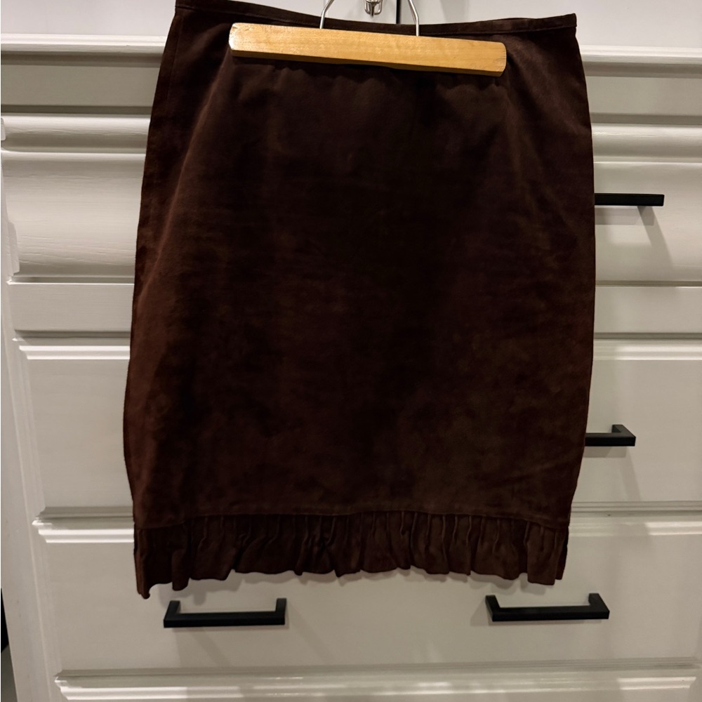 Newport News Dark Brown Suede Leather Pencil Skirt